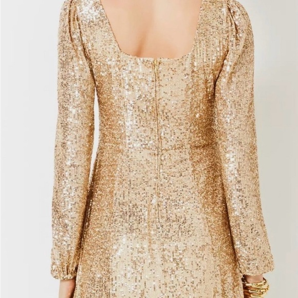 Lilly Pulitzer Gold Long Sleeve Dress Zelda romper dress holiday  dress sz 12 - Picture 4 of 9